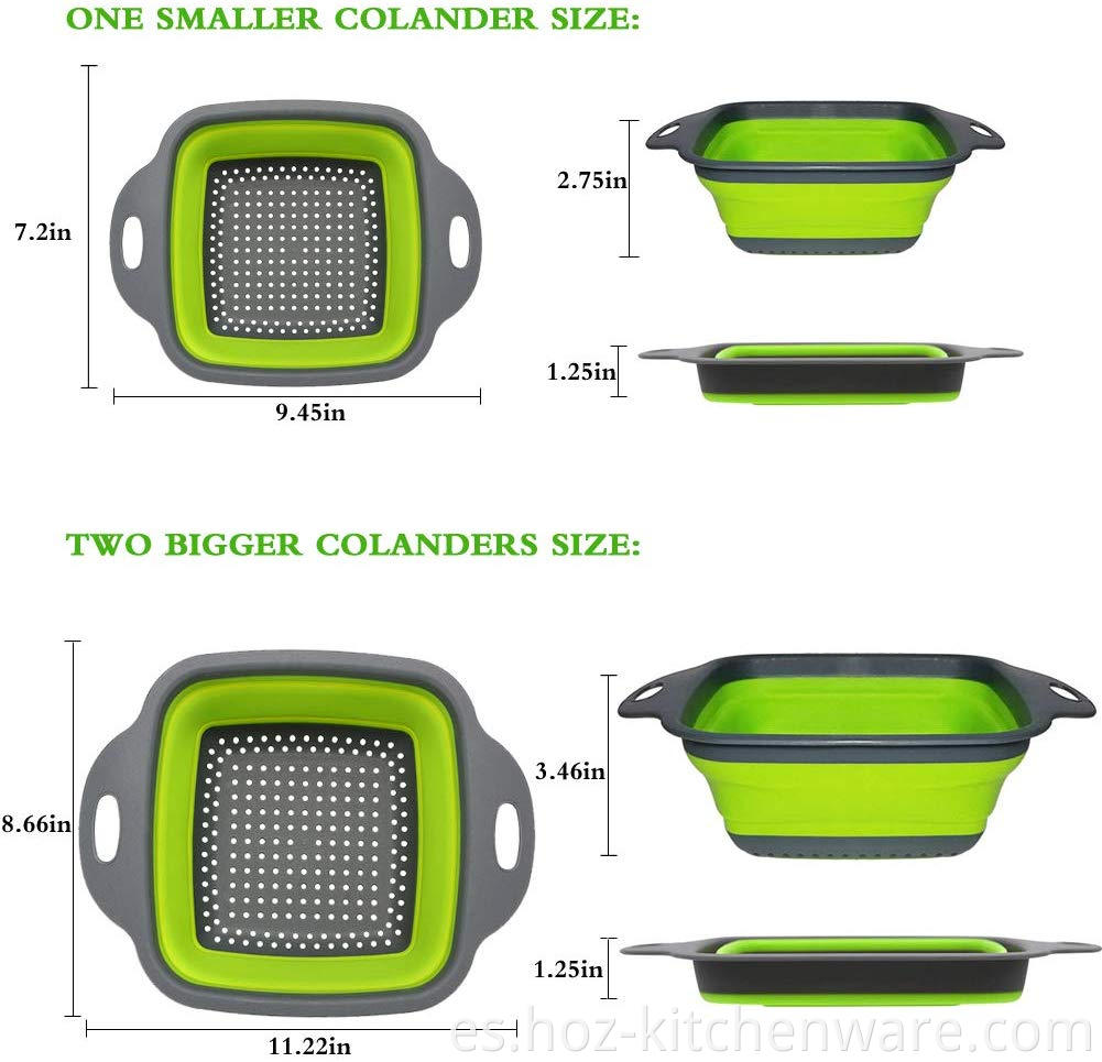 Cocina Fiesto plegable colapsible Colandero Space Saver Hoz Plegable Plegadores Fieles de silicona para drenar fruta de vegetales de pasta